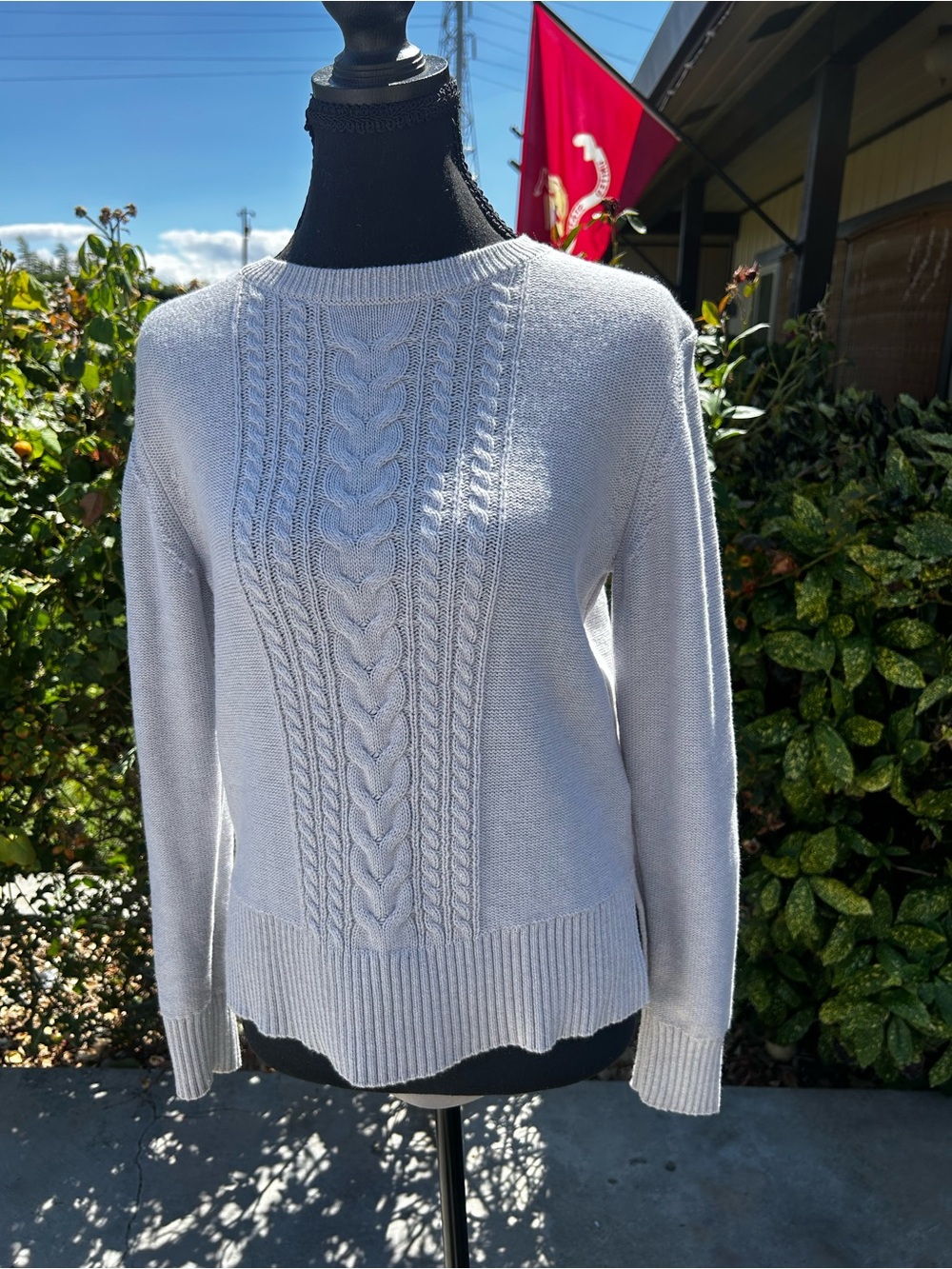 Brooks Brothers Red Fleece Gray Cable Knit Crewneck Sweater Size XS old money